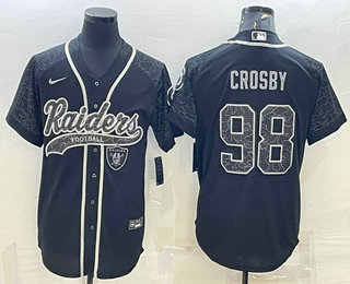 Men's Las Vegas Raiders #98 Maxx Crosby Black Reflective Limited Stitched Football Jersey