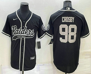 Men's Las Vegas Raiders #98 Maxx Crosby Black Stitched MLB Cool Base Nike Baseball Jersey