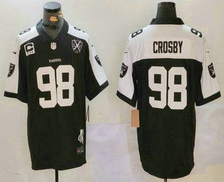 Men's Las Vegas Raiders #98 Maxx Crosby Black Thanksgiving 2024 FUSE 65th Patch Vapor Stitched Jersey