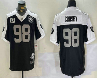 Men's Las Vegas Raiders #98 Maxx Crosby Black Thanksgiving 2024 FUSE Vapor 65th Limited Stitched Jersey