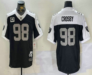 Men's Las Vegas Raiders #98 Maxx Crosby Black Thanksgiving 2024 FUSE Vapor Limited Stitched Jersey