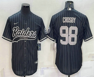 Men's Las Vegas Raiders #98 Maxx Crosby Black With Patch Cool Base Stitched Baseball Jersey