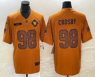 Men's Las Vegas Raiders #98 Maxx Crosby Brown 2023 Salute To Service Limited Stitched Jersey
