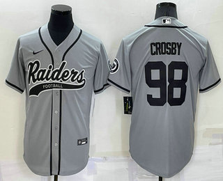 Men's Las Vegas Raiders #98 Maxx Crosby Grey Stitched MLB Cool Base Nike Baseball Jersey