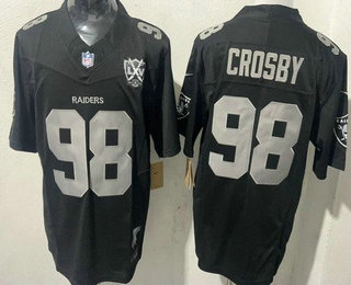 Men's Las Vegas Raiders #98 Maxx Crosby Limited Black 65th Fashion Vapor Jersey