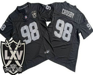 Men's Las Vegas Raiders #98 Maxx Crosby Limited Black 65th Season FUSE Vapor Jersey