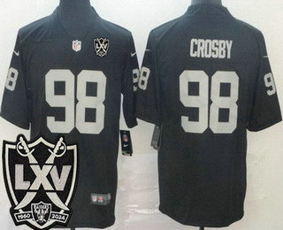 Men's Las Vegas Raiders #98 Maxx Crosby Limited Black 65th Season Vapor Jersey