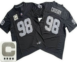 Men's Las Vegas Raiders #98 Maxx Crosby Limited Black C Patch FUSE Vapor Jersey