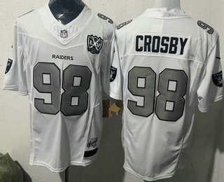 Men's Las Vegas Raiders #98 Maxx Crosby Limited White 65th Fashion Vapor Jersey