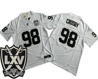 Men's Las Vegas Raiders #98 Maxx Crosby Limited White 65th Season FUSE Vapor Jersey