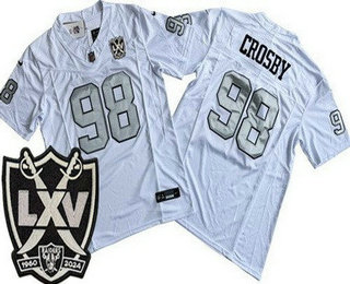 Men's Las Vegas Raiders #98 Maxx Crosby Limited White Alternate 65th Season FUSE Vapor Jersey