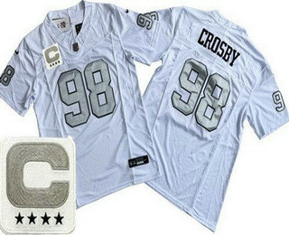 Men's Las Vegas Raiders #98 Maxx Crosby Limited White Alternate C Patch FUSE Vapor Jersey