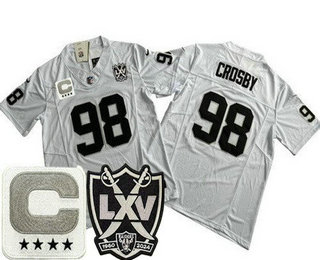 Men's Las Vegas Raiders #98 Maxx Crosby Limited White C Patch 65th Season FUSE Vapor Jersey