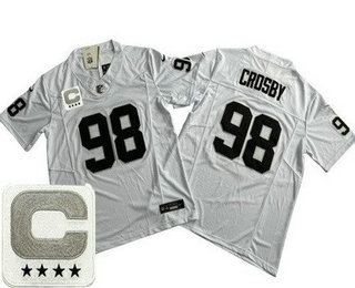 Men's Las Vegas Raiders #98 Maxx Crosby Limited White C Patch FUSE Vapor Jersey