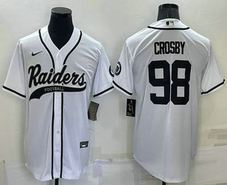 Men's Las Vegas Raiders #98 Maxx Crosby White Stitched MLB Cool Base Nike Baseball Jersey