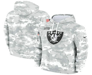 Men's Las Vegas Raiders 2024 Camo Salute to Service Club Fleece Pullover Hoodie