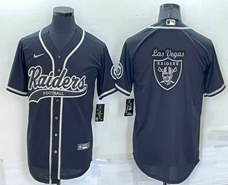 Men's Las Vegas Raiders Black Team Big Logo With Patch Cool Base Stitched Baseball Jersey