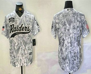 Men's Las Vegas Raiders Blank 2024 Arctic Camo Salute to Service Stitched Baseball Jersey