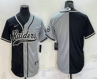 Men's Las Vegas Raiders Blank Black Grey Split With Patch Cool Base Stitched Baseball Jersey