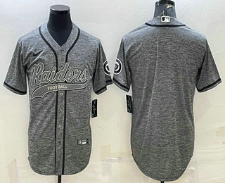 Men's Las Vegas Raiders Blank Grey With Patch Cool Base Stitched Baseball Jersey