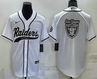 Men's Las Vegas Raiders White Team Big Logo With Patch Cool Base Stitched Baseball Jersey