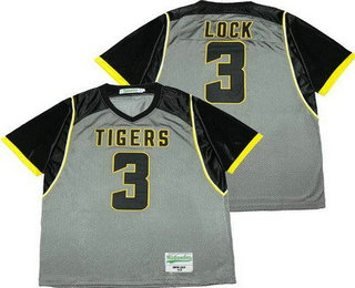 Men's Lee's Summit High School #3 Drew Lock Gray Football Jersey