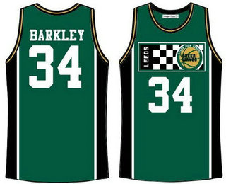 Men's Leeds High School #34 Charles Barkley Green Basketball Jersey