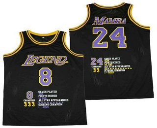 Men's Legend #8 #24 Black Mamba Classic Fashion Jersey