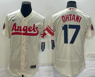 Men's Los Angeles Angels #17 Shohei Ohtani Cream 2022 City Connect Flex Base Stitched Jersey