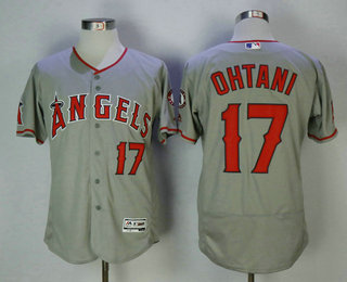 Men's Los Angeles Angels #17 Shohei Ohtani Gray Road Stitched MLB Majestic Flex Base Jersey