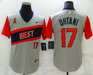 Men's Los Angeles Angels #17 Shohei Ohtani Grey 2021 Little League Classic Stitched Nike Jersey