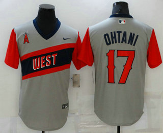 Men's Los Angeles Angels #17 Shohei Ohtani Grey 2021 Little League Classic Stitched Nike Jersey