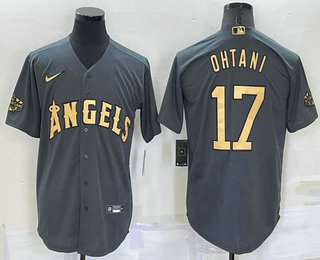 Men's Los Angeles Angels #17 Shohei Ohtani Grey 2022 All Star Stitched Cool Base Nike Jersey