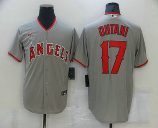 Men's Los Angeles Angels #17 Shohei Ohtani Grey Stitched MLB Cool Base Nike Jersey