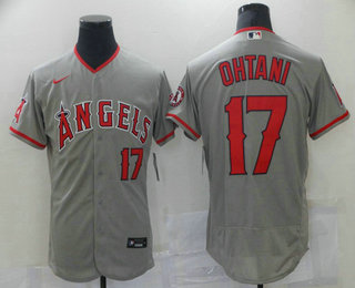 Men's Los Angeles Angels #17 Shohei Ohtani Grey Stitched MLB Flex Base Nike Jersey