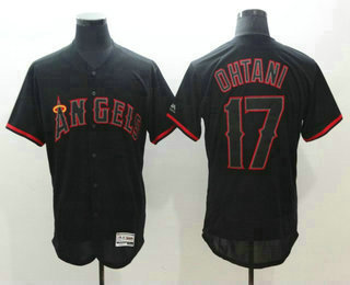 Men's Los Angeles Angels #17 Shohei Ohtani Lights Out Black Fashion Flexbase Baseball Jersey