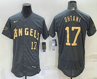 Men's Los Angeles Angels #17 Shohei Ohtani Number Grey 2022 All Star Stitched Flex Base Nike Jersey