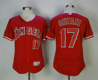 Men's Los Angeles Angels #17 Shohei Ohtani Red Alternate Stitched MLB Majestic Flex Base Jersey