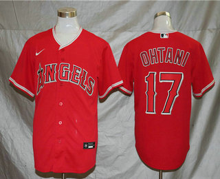 Men's Los Angeles Angels #17 Shohei Ohtani Red Stitched MLB Cool Base Nike Jersey