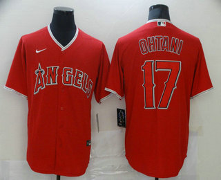 Men's Los Angeles Angels #17 Shohei Ohtani Red Stitched MLB Cool Base Nike Jersey