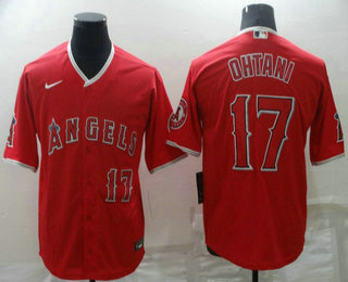 Men's Los Angeles Angels #17 Shohei Ohtani Red Stitched MLB Cool Base Nike Jersey