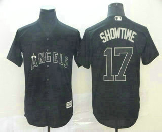 Men's Los Angeles Angels #17 Shohei Ohtani Showtime Black 2019 Players' Weekend Stitched Nickname Jersey