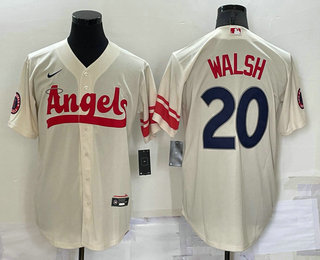 Men's Los Angeles Angels #20 Jared Walsh Cream 2022 City Connect Cool Base Stitched Jersey