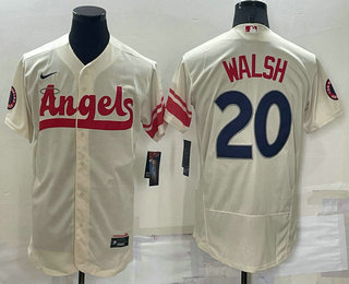 Men's Los Angeles Angels #20 Jared Walsh Cream 2022 City Connect Flex Base Stitched Jersey