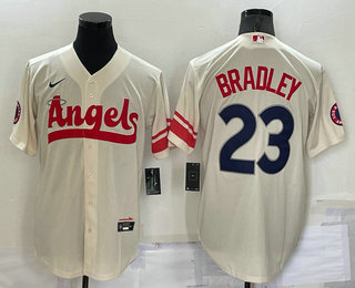 Men's Los Angeles Angels #23 Archie Bradley Cream 2022 City Connect Cool Base Stitched Jersey