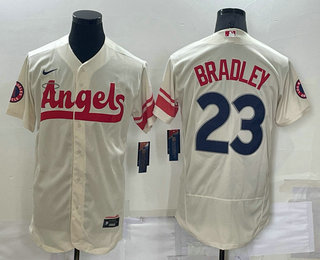 Men's Los Angeles Angels #23 Archie Bradley Cream 2022 City Connect Flex Base Stitched Jersey