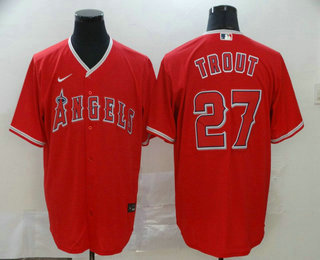 Men's Los Angeles Angels #27 Mike Trout Red Stitched MLB Cool Base Nike Jersey