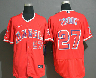 Men's Los Angeles Angels #27 Mike Trout Red Stitched MLB Flex Base Nike Jersey