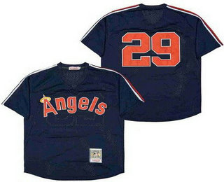 Men's Los Angeles Angels #29 Rod Carew Navy Mesh Throwback Jersey