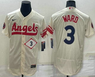 Men's Los Angeles Angels #3 Taylor Ward Number Cream 2022 City Connect Flex Base Stitched Jersey